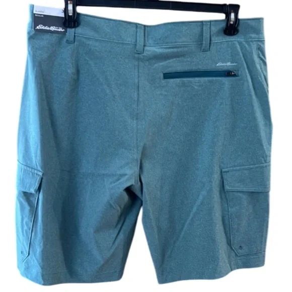 NWT Eddie Bauer Amphib Cargo Shorts Outdoor 38 Waist Athletic Hiking Blue - Picture 2 of 16